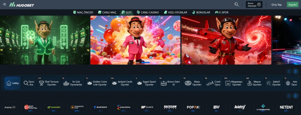 hugobet casino bölümü